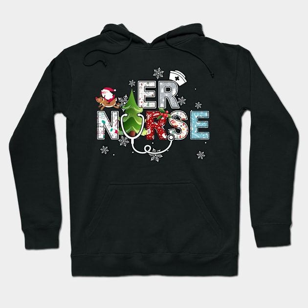 ER Nurse Stethoscope Christmas Tree Ornaments Decor Hoodie by Rojio